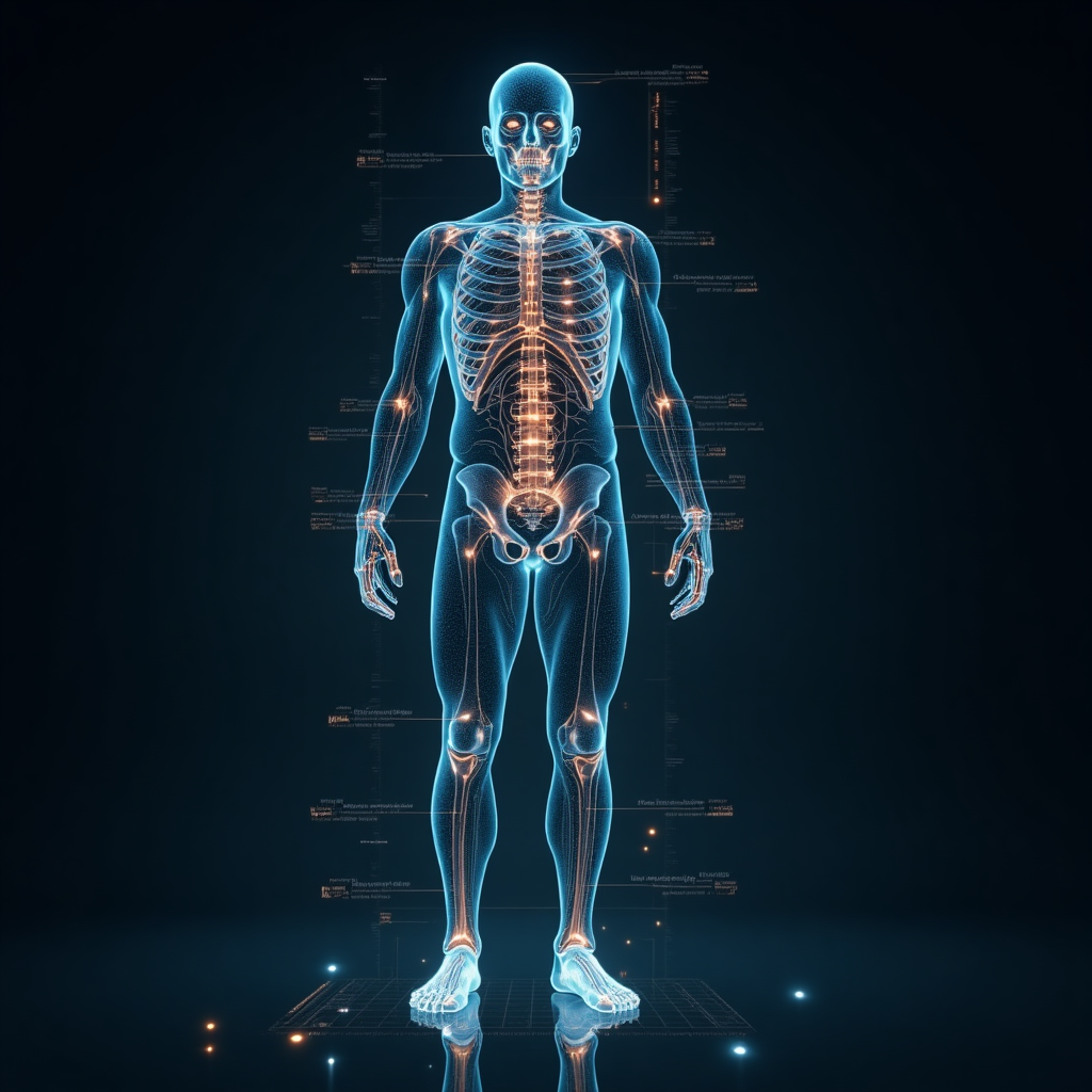 Futuristic body scanning visual for 'Beyond Physiotherapy' blog post